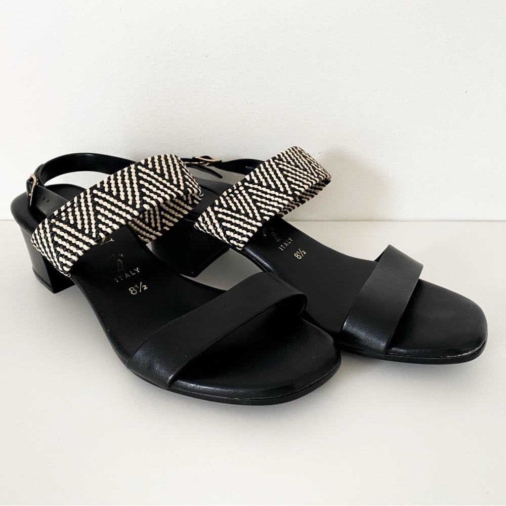 Italian Shoemakers, Made in Italy, Infamous Heeled Black Sandals, Size 8.5